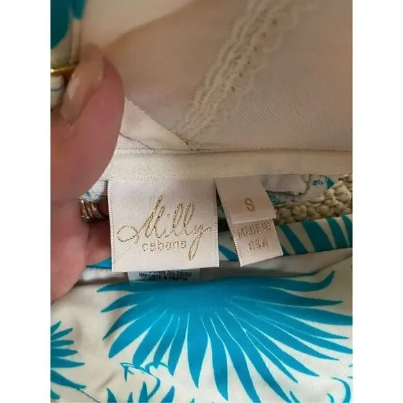 MILLY Aster Print Maxime Underwire Bikini Top and Bottoms in Aqua SMALL - Picture 6 of 8